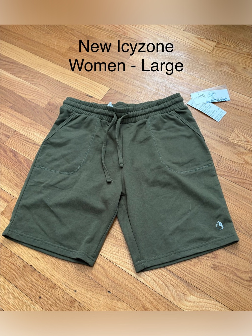 Icyzone Women’s Athletic Shorts in Olive Green - Large